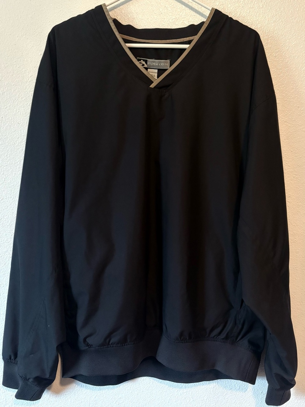 Storm Creek PGA Tour Mens Pullover Windbreaker Jacket Black and Khaki